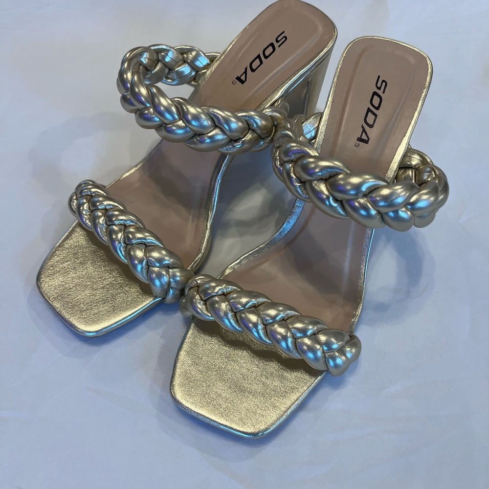 Soda Women's Gold Braided Sandals
